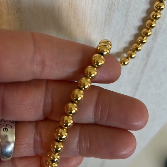 GOLD TONE BEAD NECKLACE 17-19” unknown maker - Picture 3 of 7